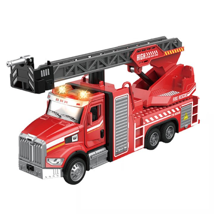 Alloy Fire Truck Toy with LED Lights, Music & Water Spray