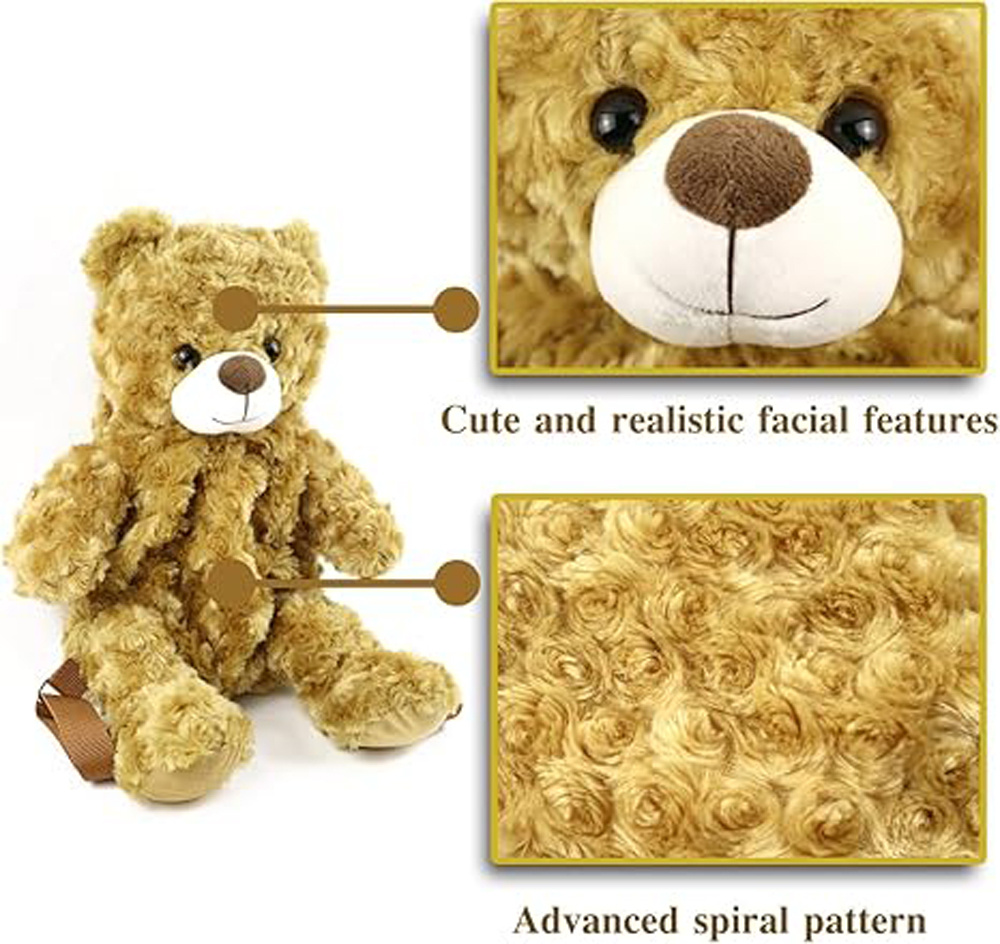 3D Stuffed Bear Plush Backpack Kids Schoolbag