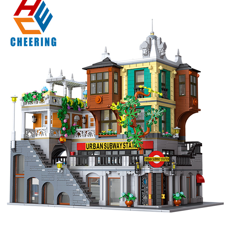 Street View City Light Rail Station Building Block Set