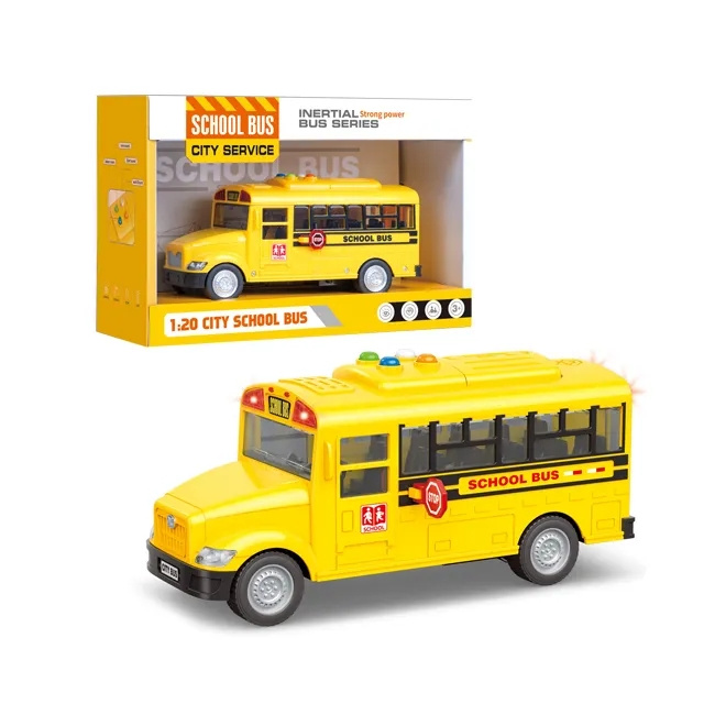 1:20 Friction School Bus Toy with Music & Lights