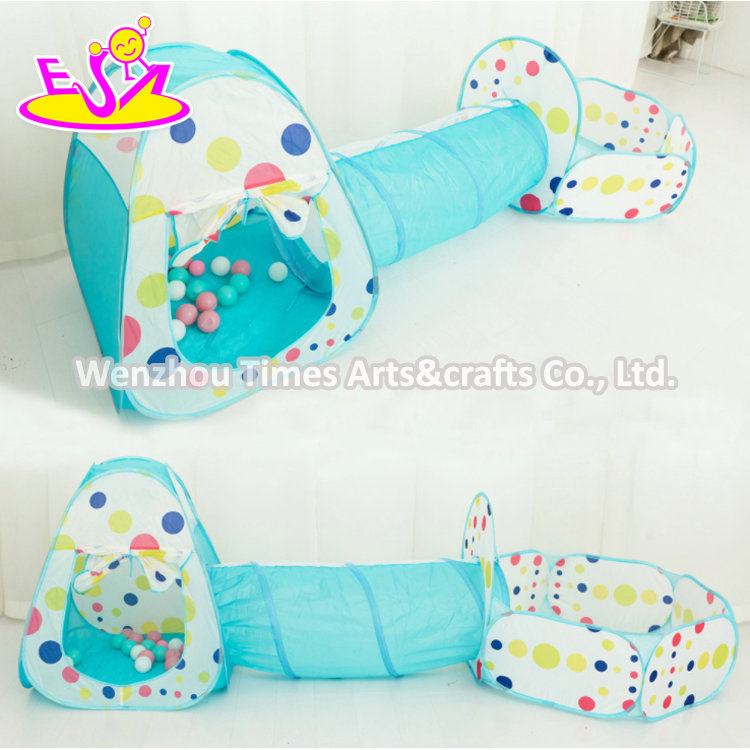 3-in-1 Folding Kids Play Tent with Crawl Tunnel and Ball Pit