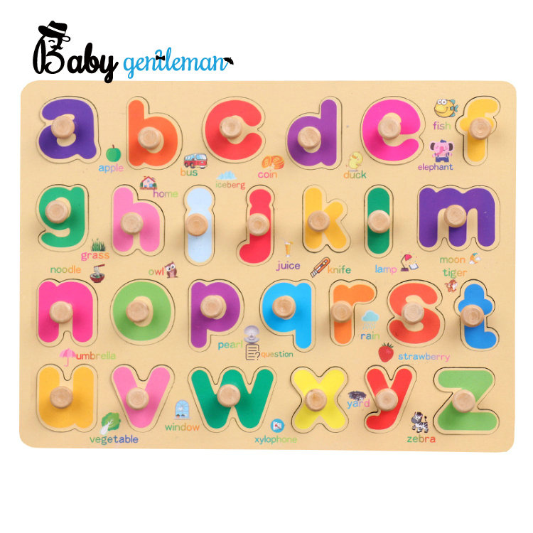 Wooden Alphabet Peg Puzzle Early Educational Toy