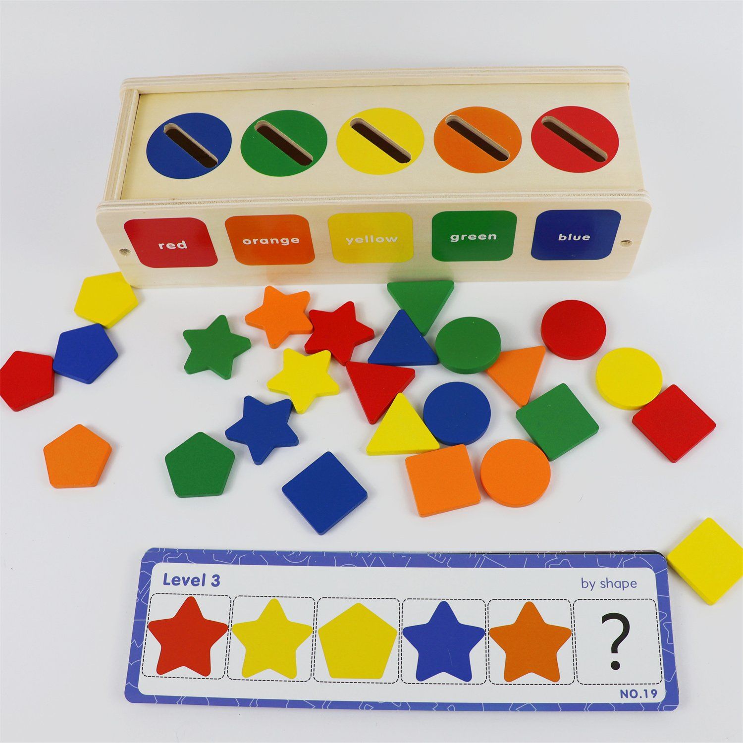 Wooden Shape Sorter with Color Match Box