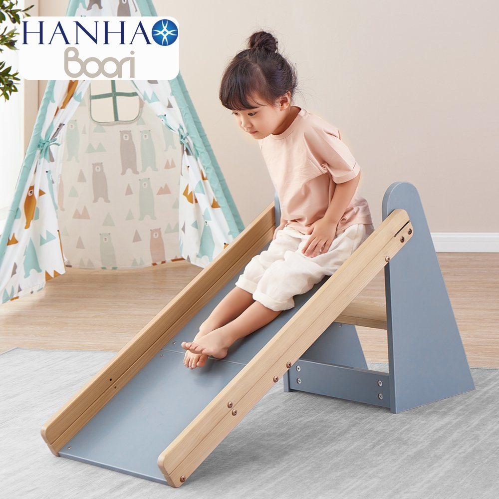 Boori 3-in-1 Wooden Indoor Kids Slide with Climbing Ladder