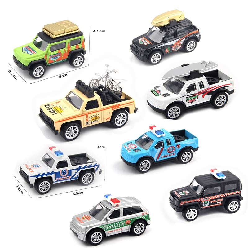 Xinbo Die-Cast Alloy Pull-Back Car Set - Off-Road, Fire & Police